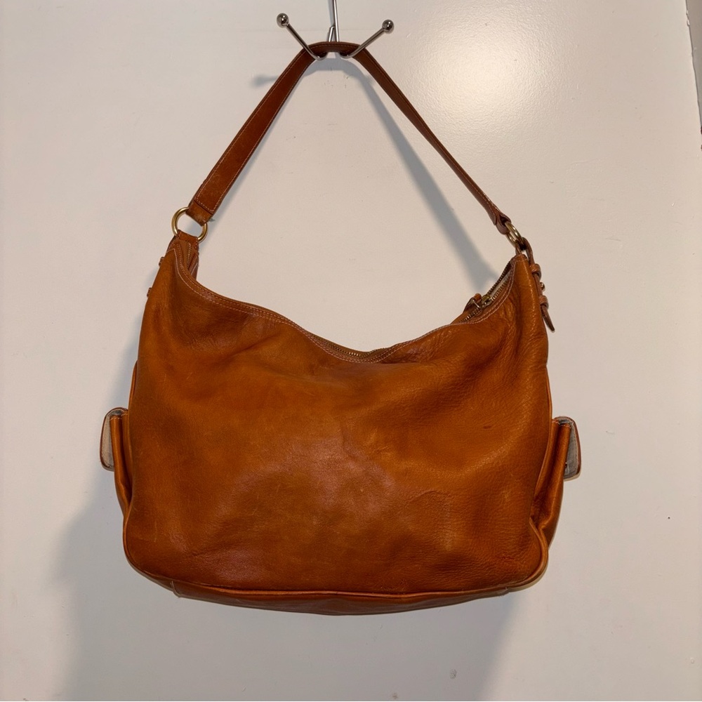 Vintage Lauren Ralph Lauren Cognac Leather Hobo Shoulder Bag